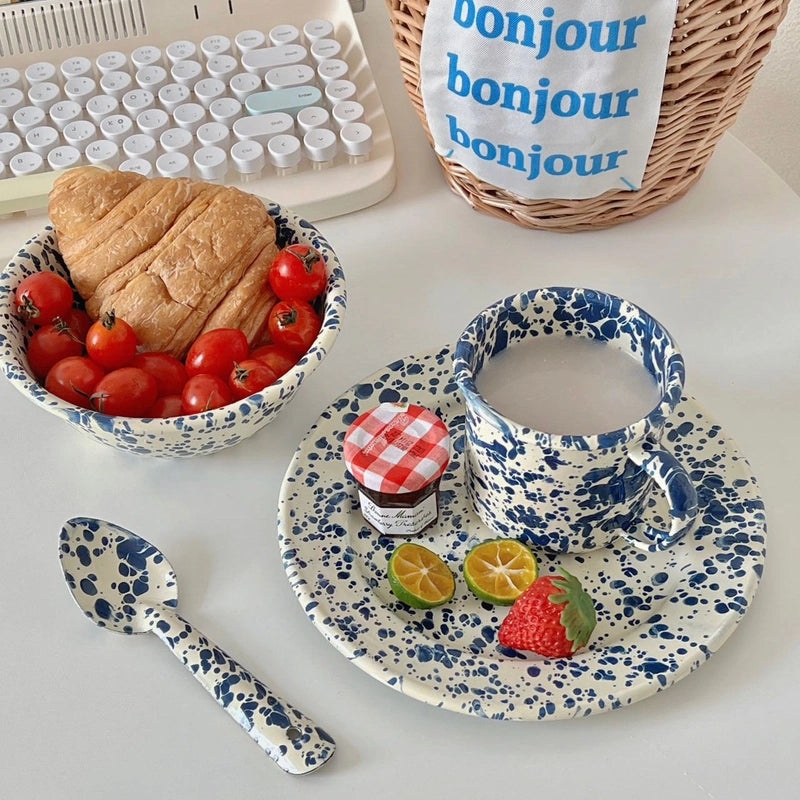 Korean Style Enamel Splash Ink Cereal Fruit Salad Bowl Set | Kitchen & Dining Tableware