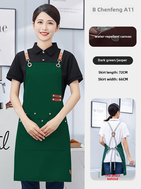 Waterproof Oil-proof Canvas Apron Stain-resistant Custom Kitchen Catering Studio Workwear|Kitchen Aprons & Protective Wear