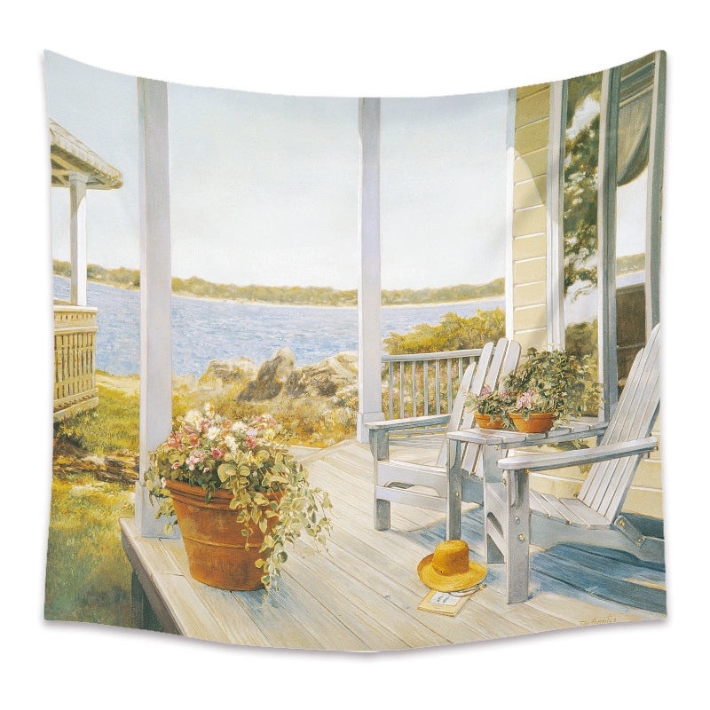 Sea View Tapestry Wall Hanging Decor Beach Background Cloth Art|Home Decor Wall Art