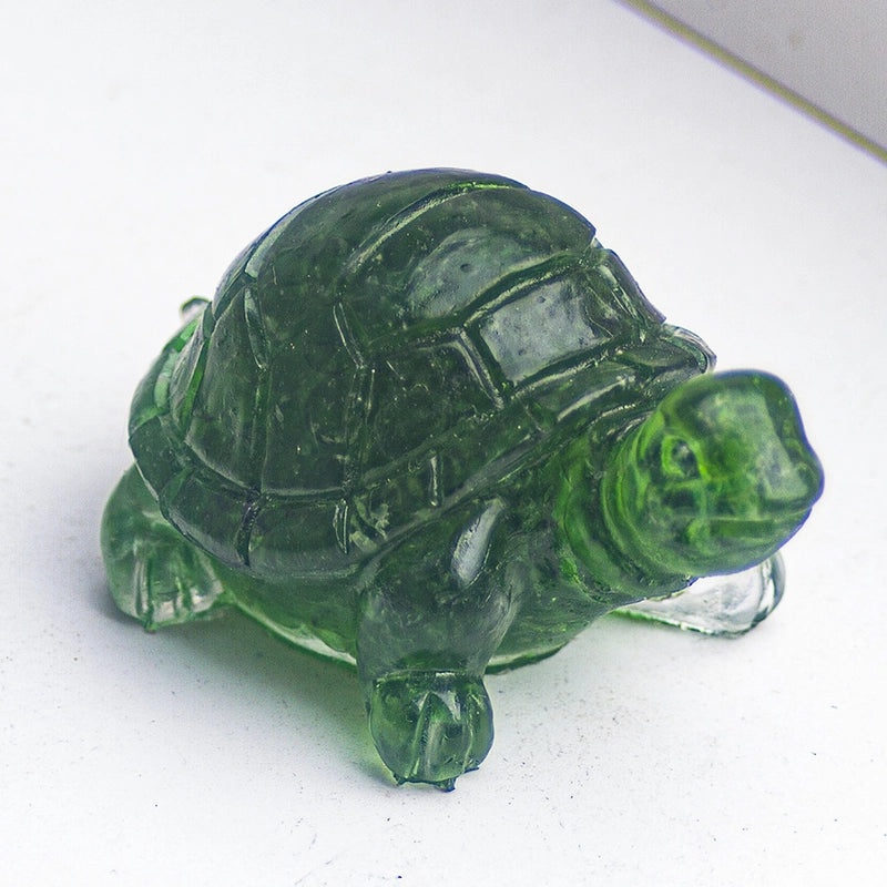 Minimalist Tortoise Figurine with Natural Crystal Accents|Home Decor