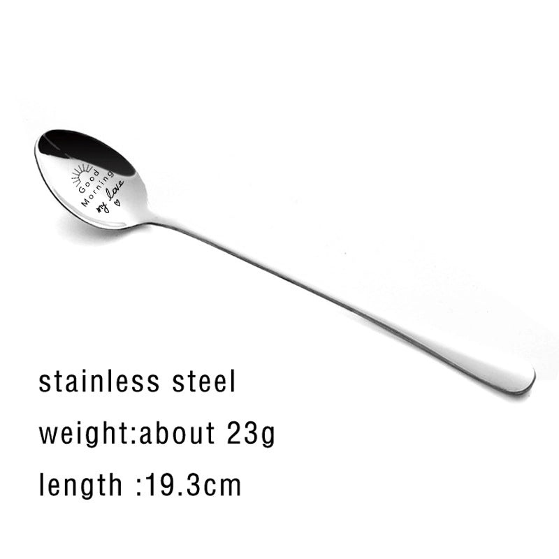 Valentine's Day Gift Stainless Steel Long Handle Spoon with Lettering | Kitchen & Dining