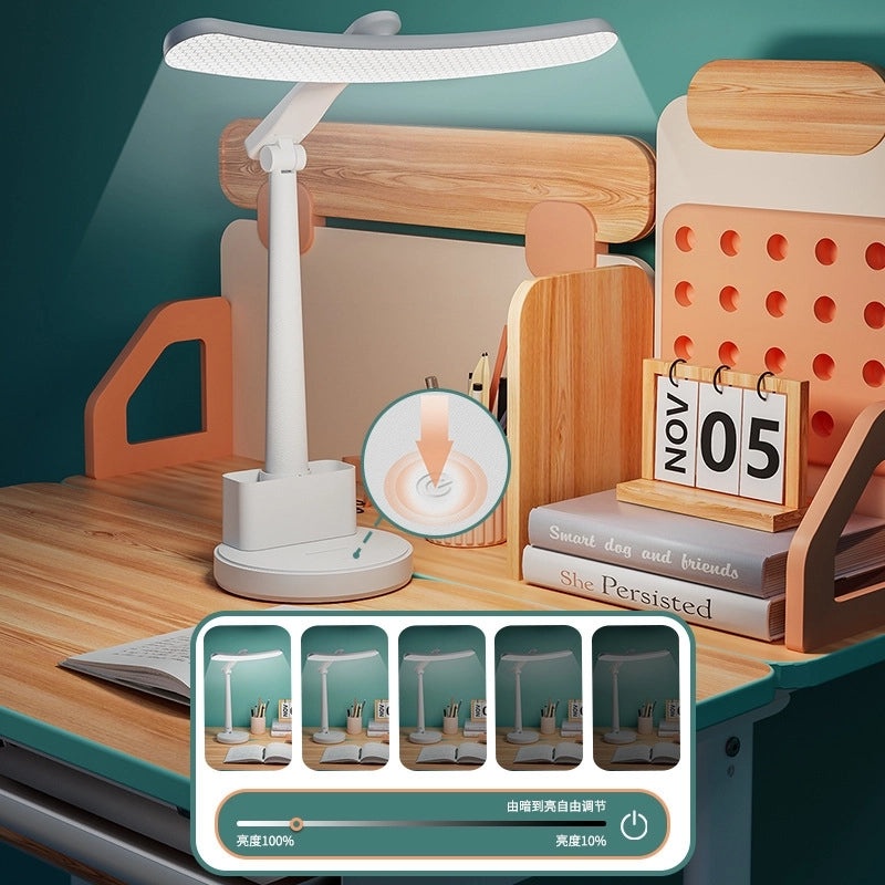 Eye Protection LED Desk Lamp for Study Dormitory Charging Plug-in Dual-use Foldable Bedside Night Light|Desk Lamps