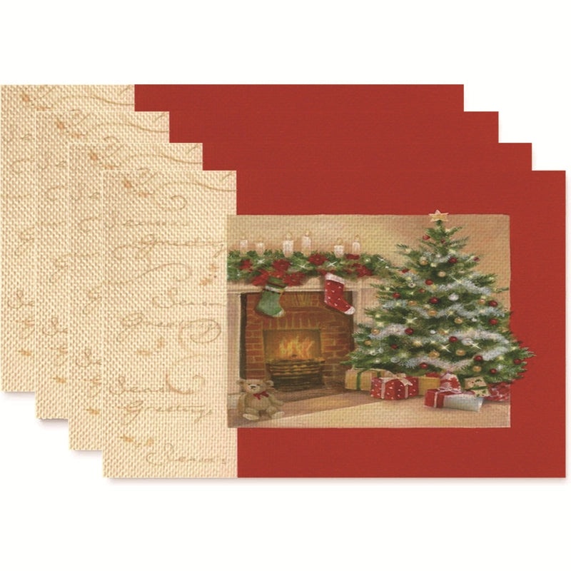 Nordic Christmas Tree Bow Knot Snowflake Linen Cotton Placemat|Home Decor & Tableware