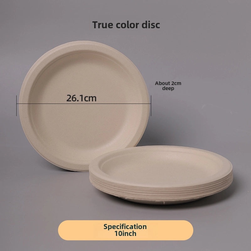 Disposable Biodegradable Sugarcane Pulp Paper Plates Thickened Dinner Plates for BBQ Cake Kindergarten DIY | Party Supplies & Disposable Tablewar