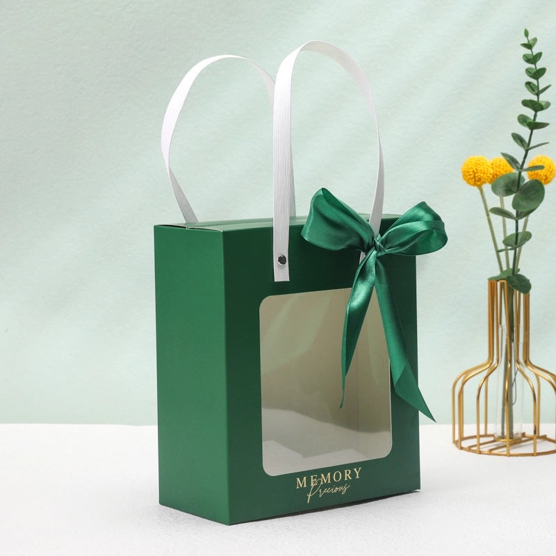 Transparent Window Paper Handbag Birthday Gift Festival Flower Doll Card Bag | Gift Bags & Packaging