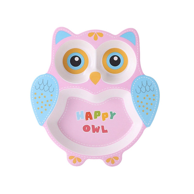 Cute Cartoon Bamboo Fiber Kids Plate Baby Dish Grid for Household Kindergarten Use|Children's Tableware