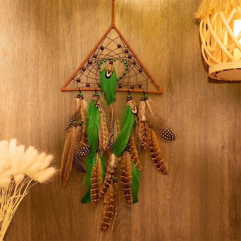 Star Moon Feather Leather Rope Wind Chime Wall Hanging Decorative Art|Home Decor Wall Art