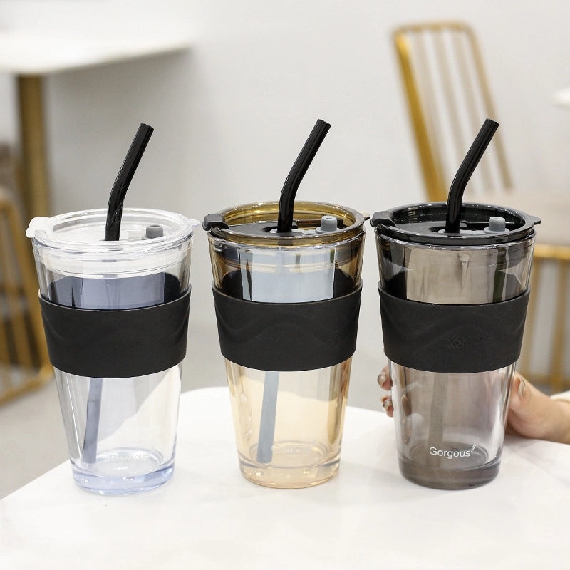Northern Lights Glass Straw Cup Portable Household Student Drinkware Trendy Couple Small High-Value Cup|Kitchen & Dining