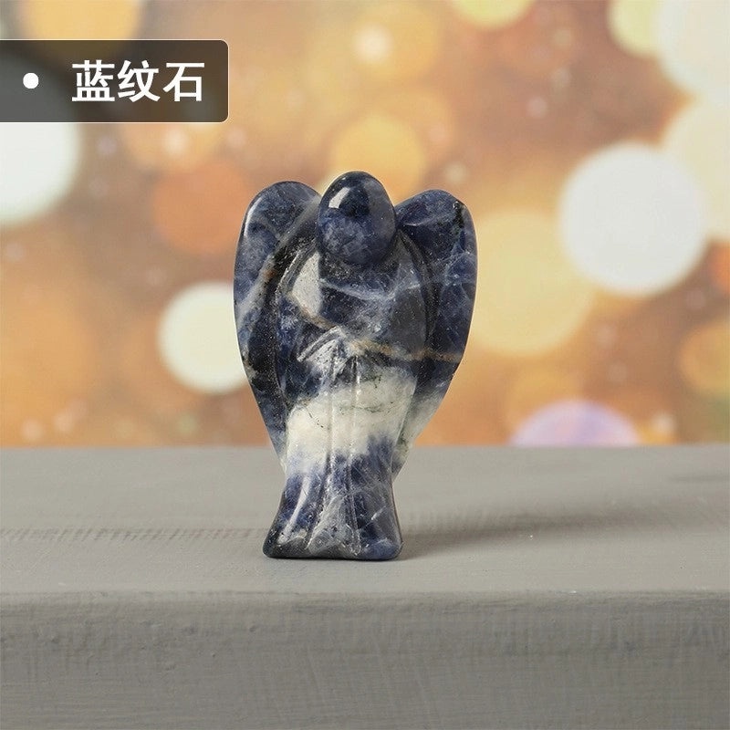 1.5-inch Amethyst and White Crystal Angel Sculpture Rough Stone Home Decor | Crystal Crafts & Ornaments