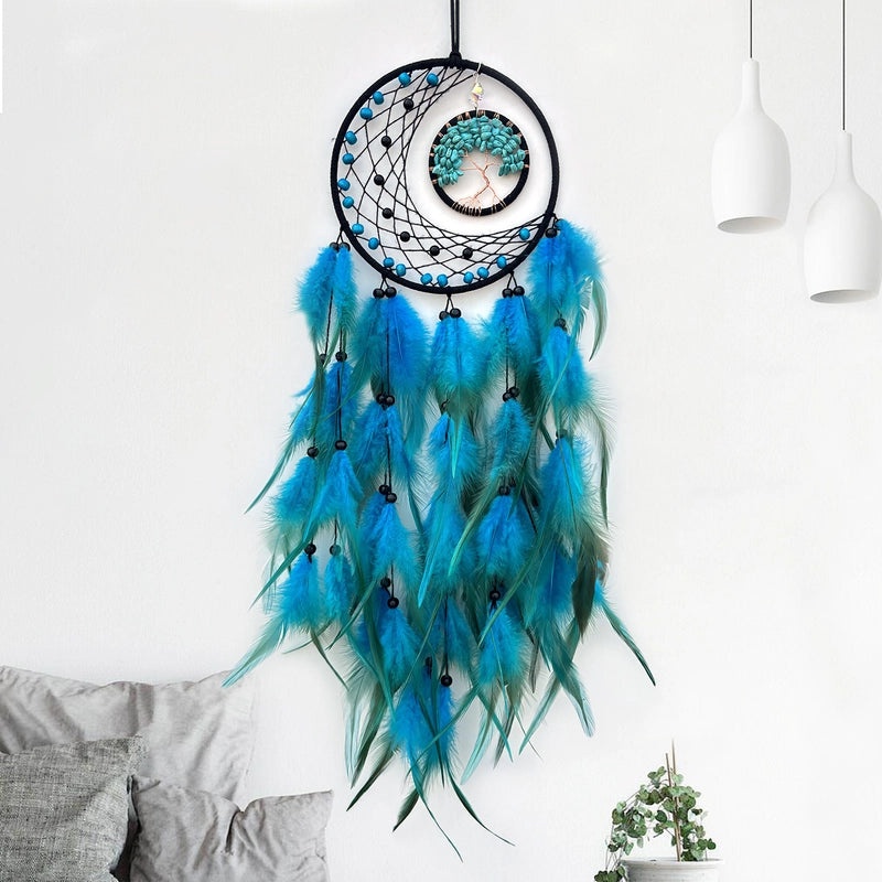 Handmade Dream Catcher Wall Hanging Feather Mesh Decoration Nordic Style Tree of Life Craft | Home Decor