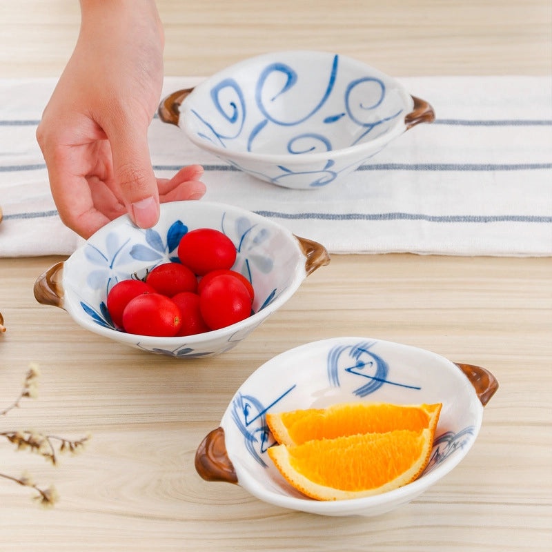 Ceramic Double Handle Small Bowl for Snacks Salad Fruit with Anti-Scald Tableware | Kitchen & Dining
