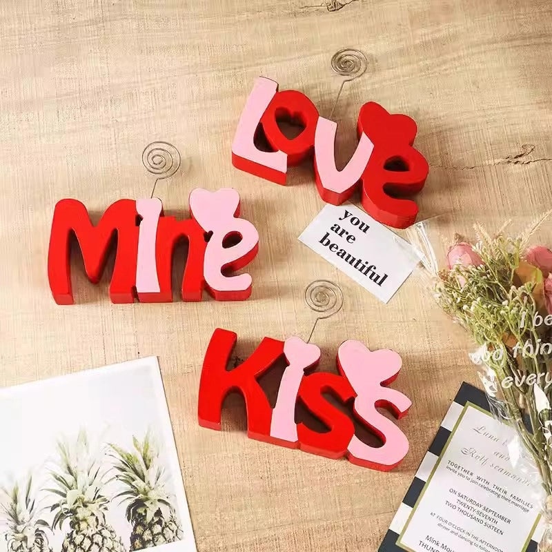 Minimalist Wooden Letter Ornaments for Women | Valentine’s Day Casual Decorations | Home & Living > Home Decor > Decorative Accents