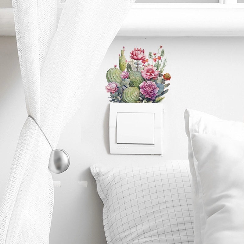 Romantic Tropical Flower Cactus Wall Stickers for Kids Room Decoration|Home Decor