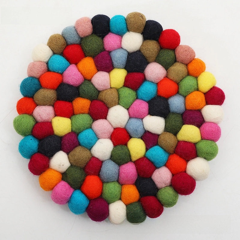 Nibo Braided Wool Felt Ball Coaster for Buddha Sound Bowl Yoga Cushion | Yoga Accessories