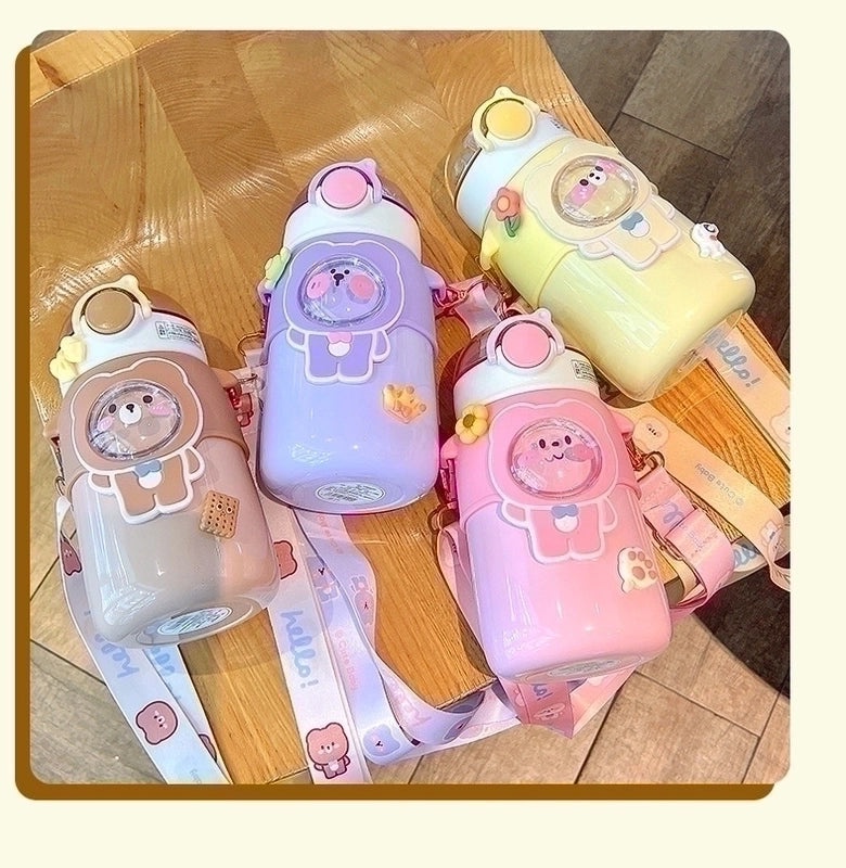 Adorable Cartoon Stainless Steel Thermos with Plastic and Silica Gel Lid 1 Piece|Drinkware & Thermoses