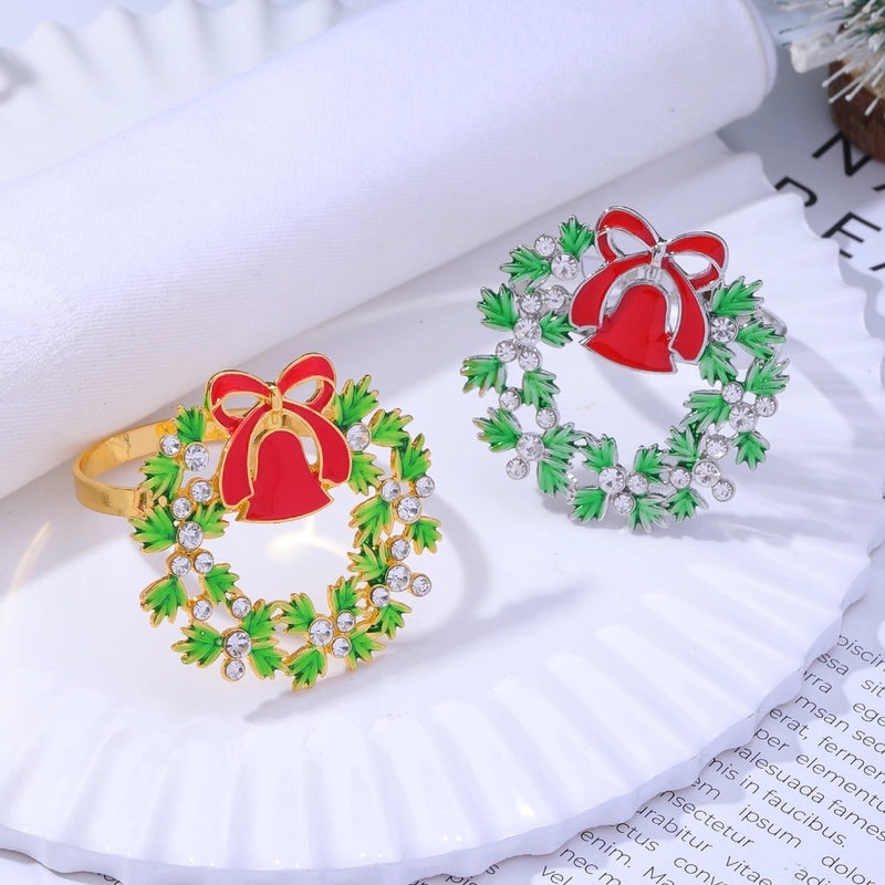 Festive Christmas Tree and Bell Alloy Napkin Ring for Holiday Table Decor | Holiday Tableware & Decor