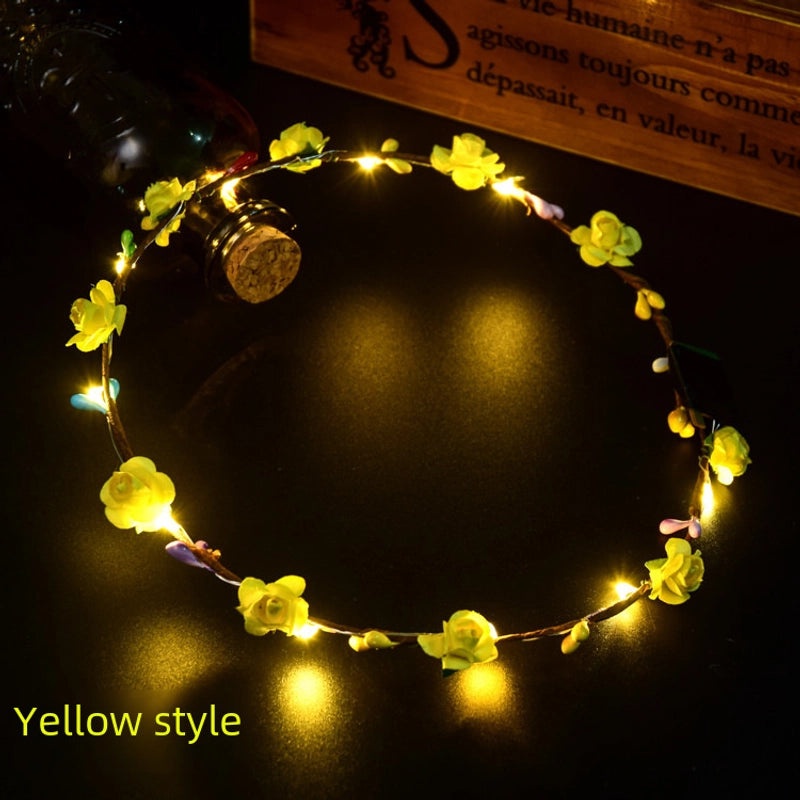 Luminous Floral Wreath Hairband Korean Mori Style Rattan Headdress Summer Festival Accessories|Hair Accessories