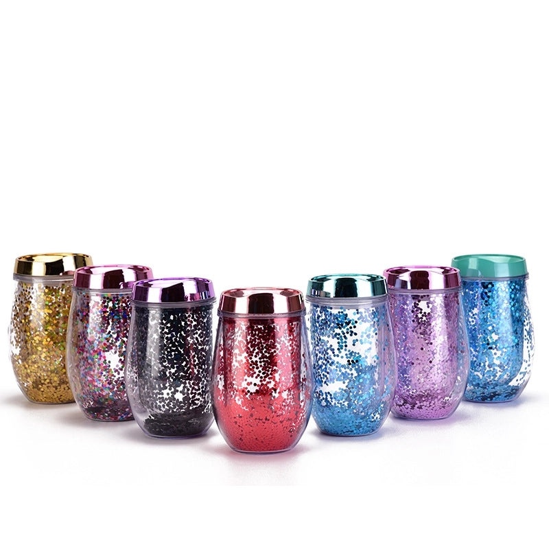 U-Shaped Eggshell Double Sequin Water Thermos Cup | Drinkware & Tumblers