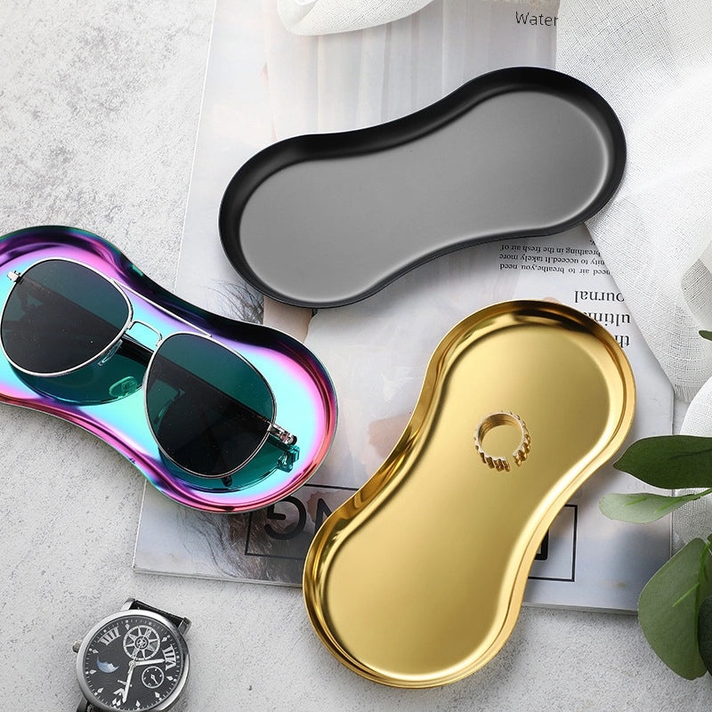 Glasses Shaped Stainless Steel Jewelry and Cosmetic Tray for Bedroom Home Use | Home Decor & Storage