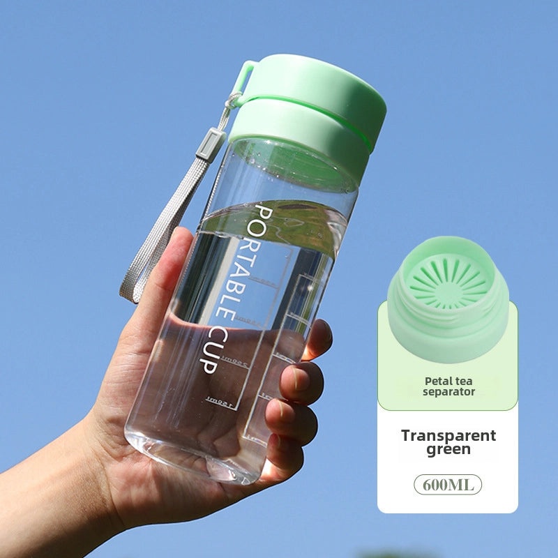 Large-capacity Outdoor Sports Water Bottle with Frosted Plastic Portable Rope Customizable Tea Drain Cup|运动水壶