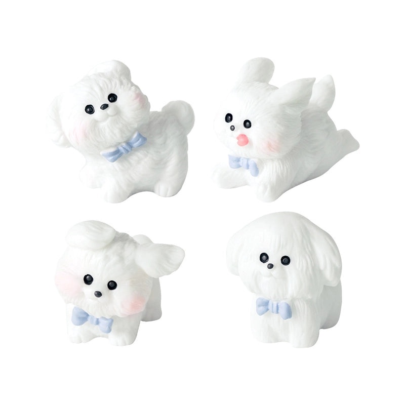 Miniature White Dog Figurine for Moss Micro Landscape | DIY Car & Desktop Decorative Accessories