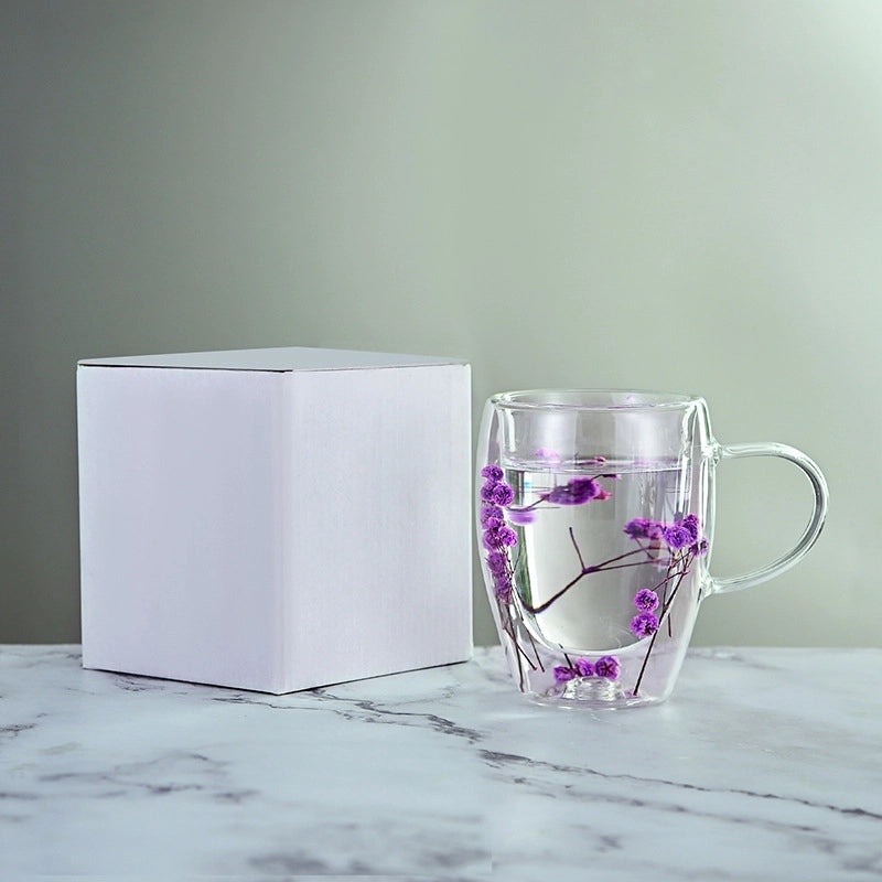 Floral Borosilicate Glass Mug for Vacation & Everyday Use | Drinkware & Mugs
