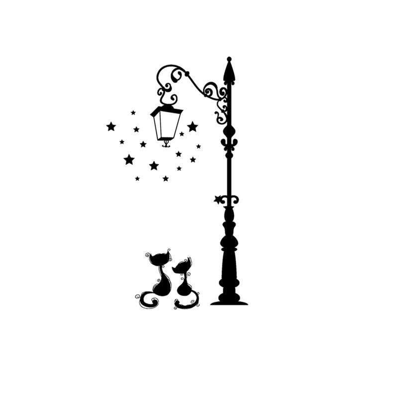 Black Cat Silhouettes Glow Under Street Lights Removable PVC Wall Decals|Home Decor Wall Stickers