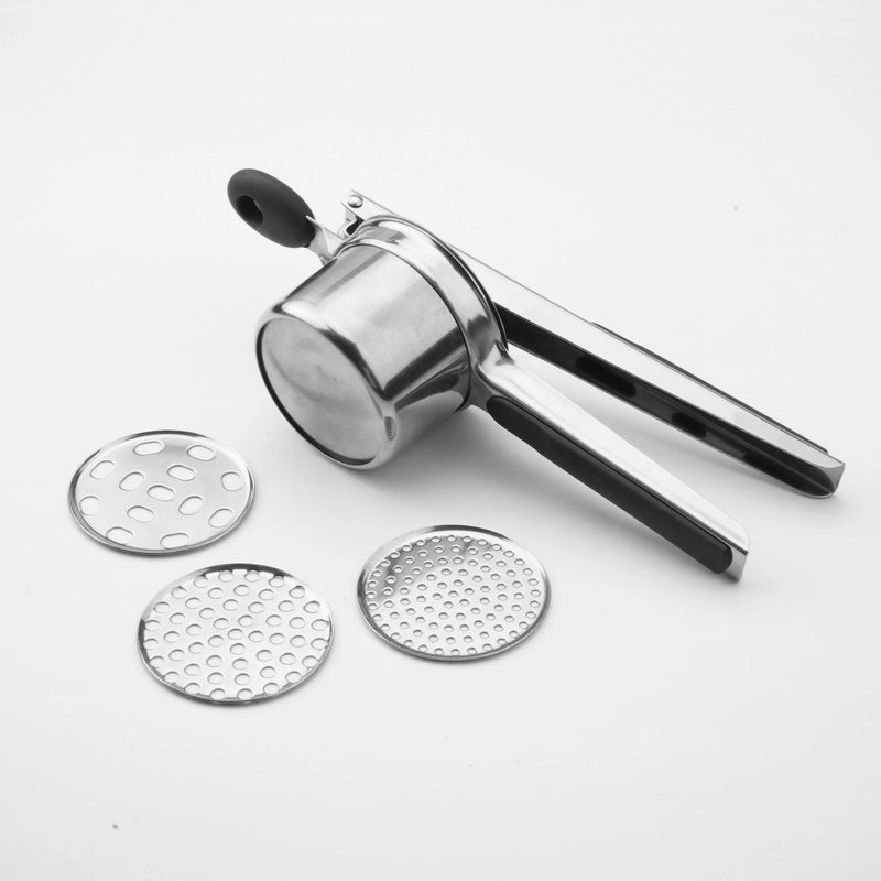 Silver Thickened Stainless Steel Potato Masher & Kitchen Fruit Juicer Press