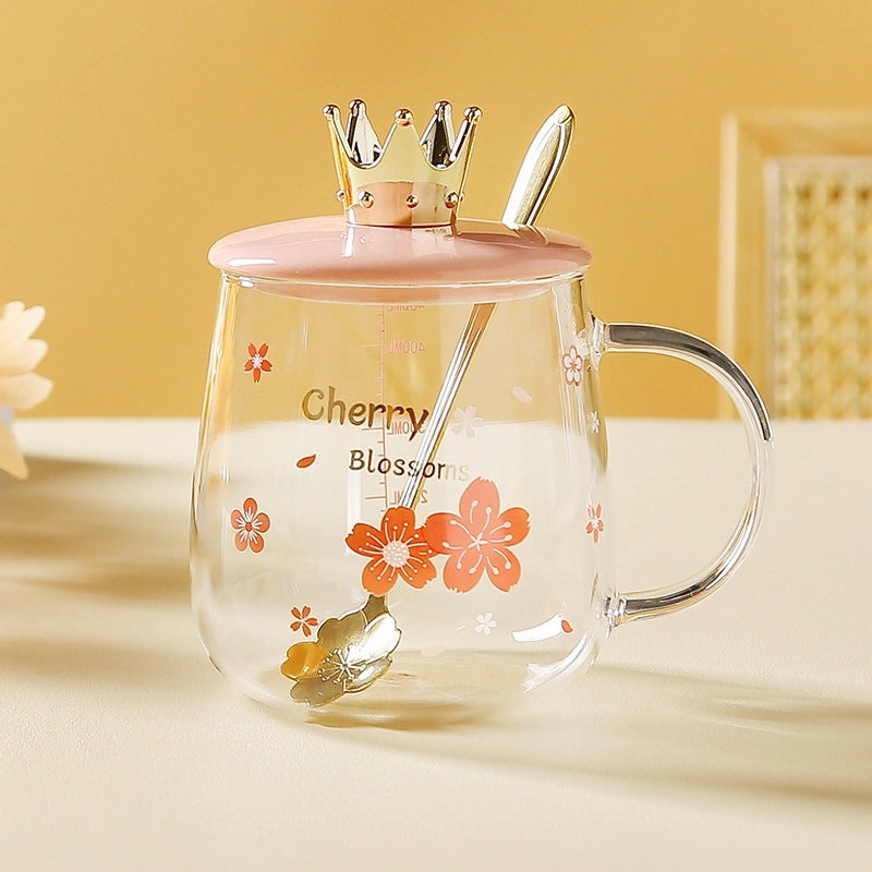 Floral Pattern Glass Water Bottles Set of 1 | Drinkware & Bottles