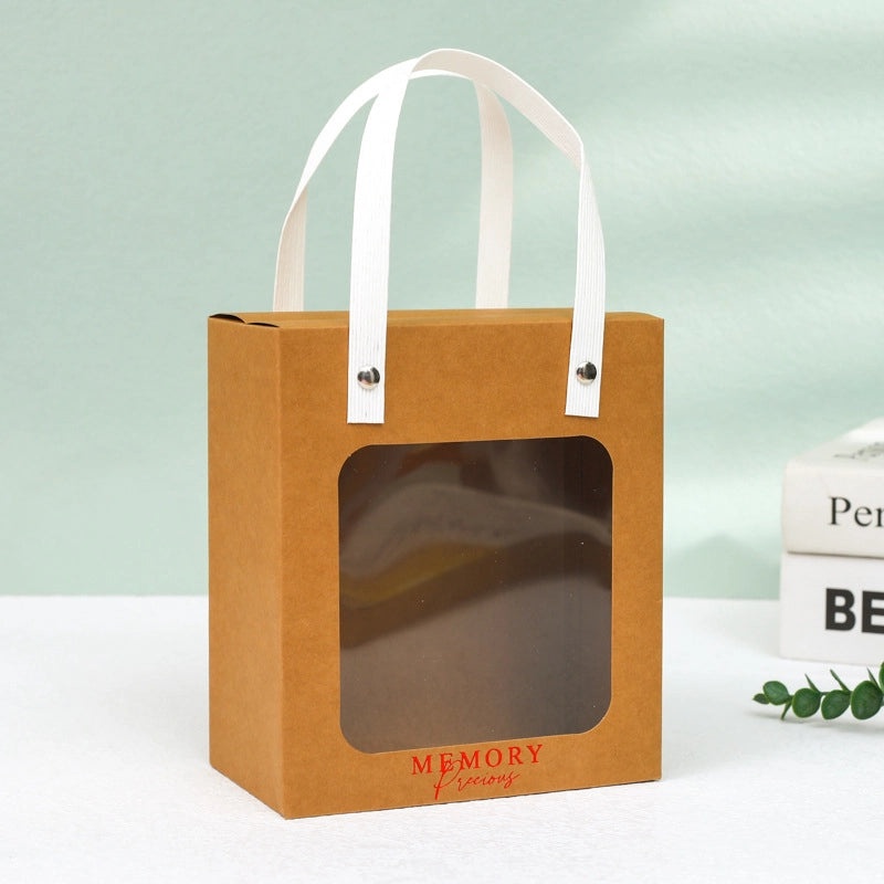 Transparent Window Paper Handbag Birthday Gift Festival Flower Doll Card Bag | Gift Bags & Packaging