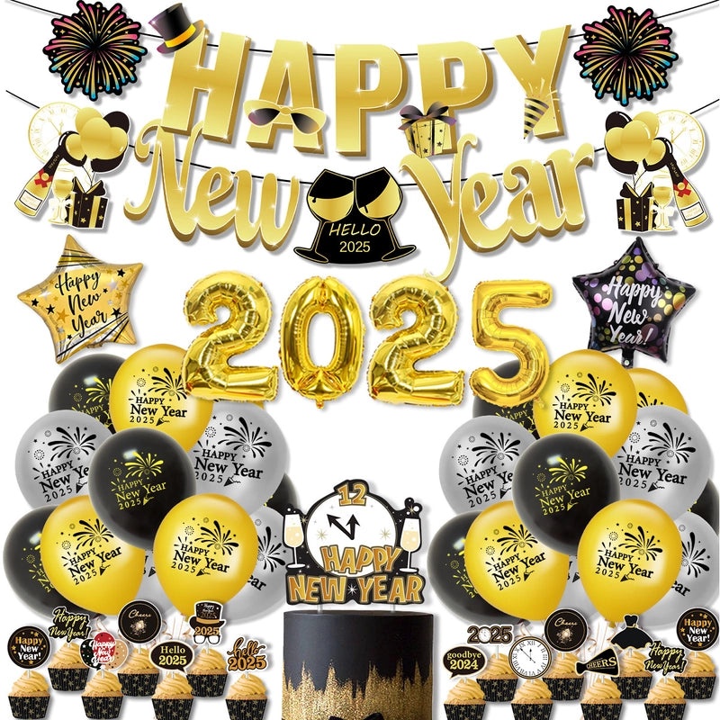 2025 New Year Minimalist Letter Emulsion Balloons for Holiday Party Decorations|Party Supplies & Decorations