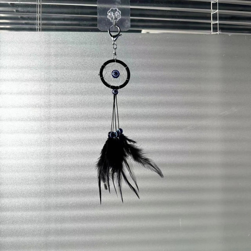 Bohemian Dream Catcher Keychain with Feather and Evil Eye Charm|Accessories & Keychains