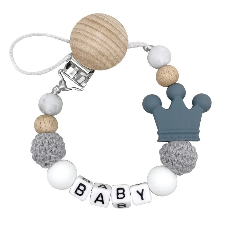 Adorable Baby Letter Crown Hair Clip with Plastic, Wood, and Silica Gel Materials | Baby Accessories