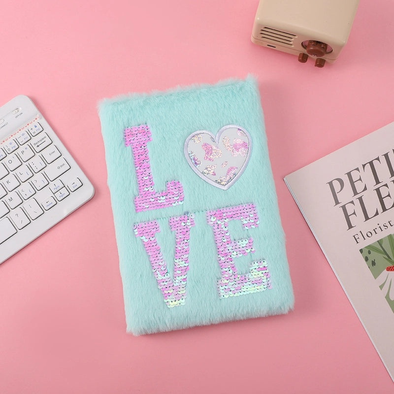 Red Heart Cat Plush Notebook Novelty Letter Design|Stationery & Notebooks