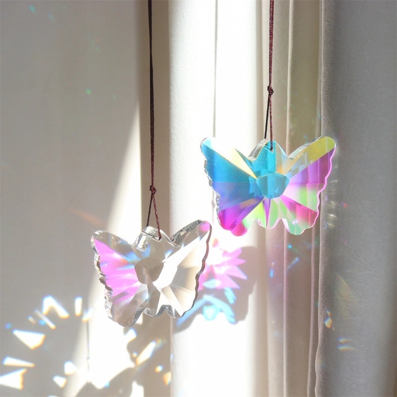 Sparkling Butterfly K9 Crystal Suncatcher Wind Chime Decorative Wall Hanging|Home Decor