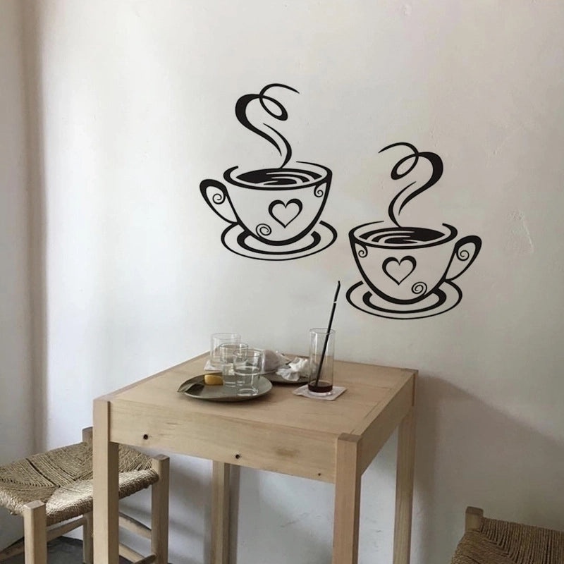 Coffee Cup Print Wall Decals for Kitchen Decor|Home & Living Wall Stickers