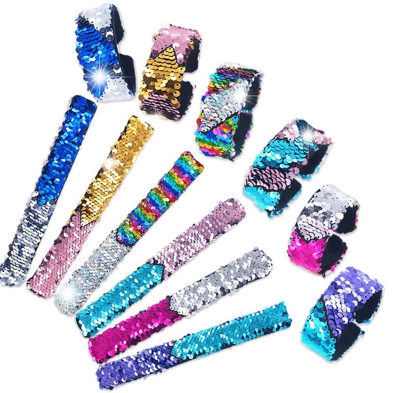 Color-Changing Mermaid Sequin Snap Ring Bracelet for Kids | Children's Toys & Birthday Gifts