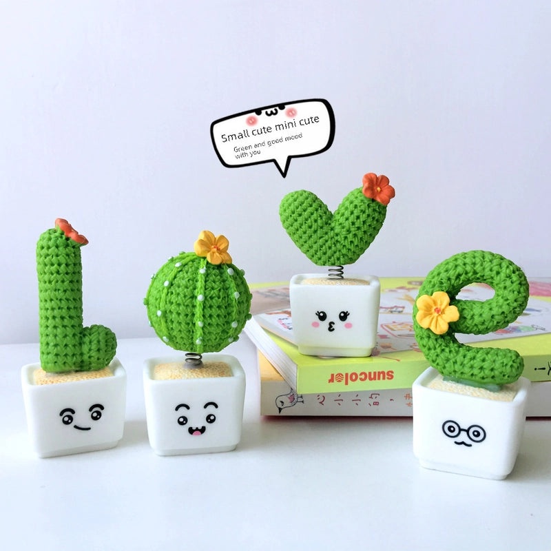 Valentine's Day Cactus Resin Ornament Mini Car Decoration Small Potted Plant Garden Decor|Home & Garden Decor