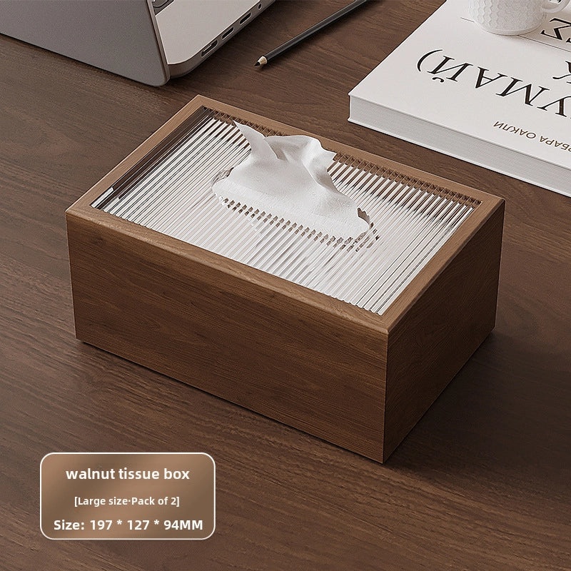 Walnut Wooden Tissue Box Holder for Living Room Bedroom Office | Home Decor Storage Accessories