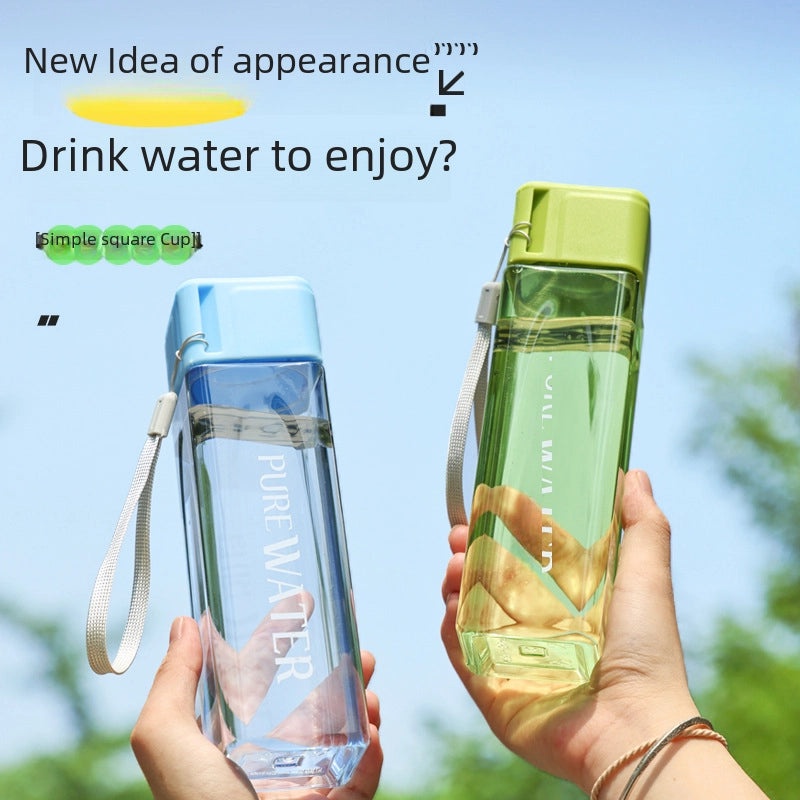 Creative Square Water Cup Portable Leak-proof Heat-resistant Plastic Handy Cup Custom LOGO Available|Kitchen & Dining