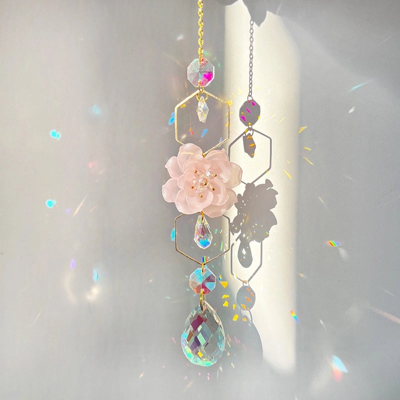Minimalist Floral Crystal Suncatcher Wind Chime for Wall Decor|Home Decor & Wall Art