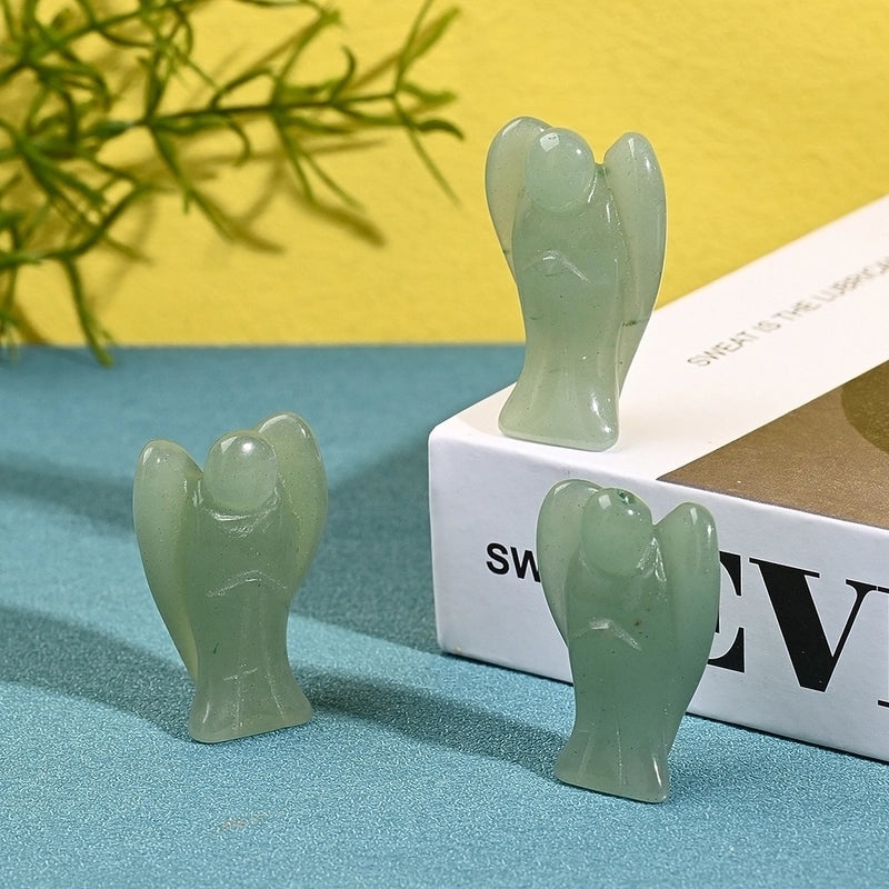 Handcrafted Natural Stone Angel Indoor Decor Minimalist Ornament Black Red White