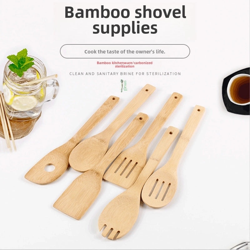 Long Handle Bamboo Spatula Set High Temperature Resistant Non-stick Kitchen Cooking Utensils|Kitchenware & Cooking Tools