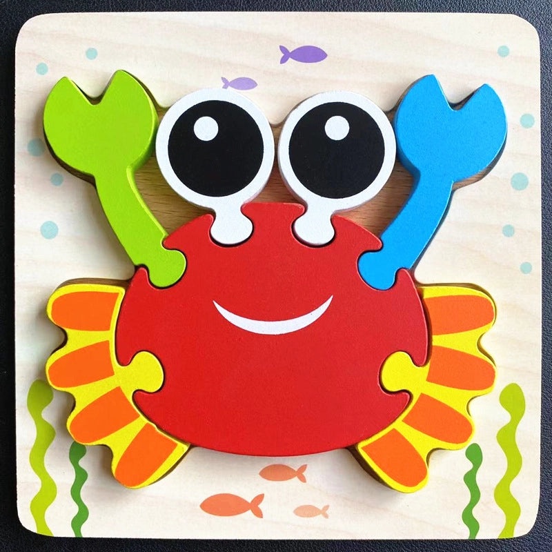 Wooden 3D Animal Puzzle for Kids Early Learning Handheld Board Cartoon Educational Toy | Educational Toys & Games