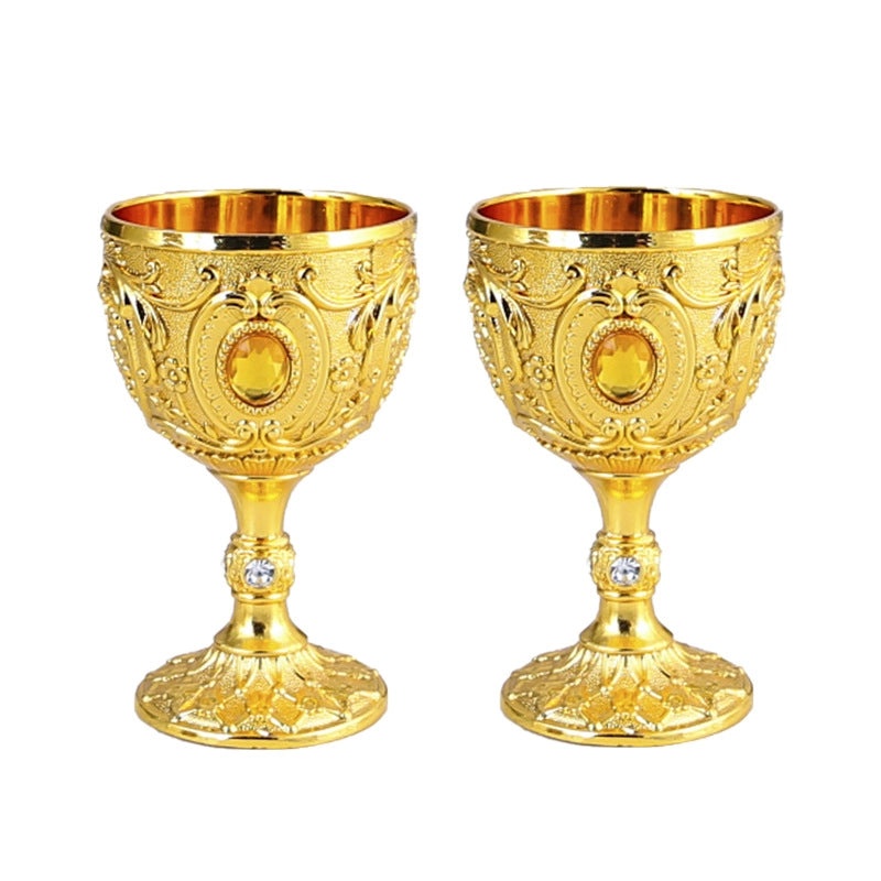 Golden Goblet Wine Glass Set Small Cup for Tea Water Holy Water Decorative Drinkware|Kitchen & Dining