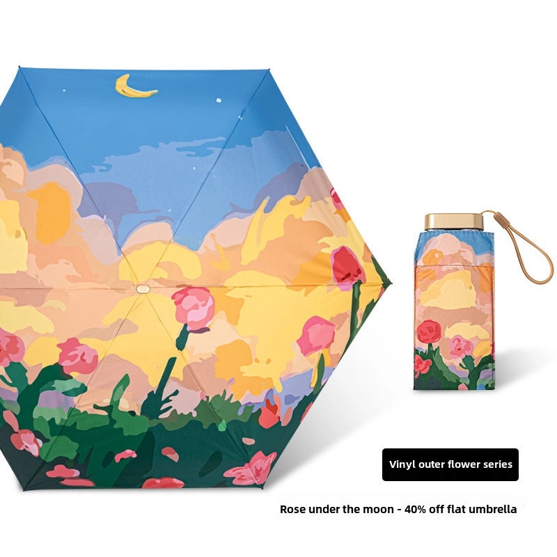 Zhiumbrella Dual-use Sun and Rain Protection Folding Umbrella Compact Portable Mini Flat Umbrella|Umbrellas & Rain Gear