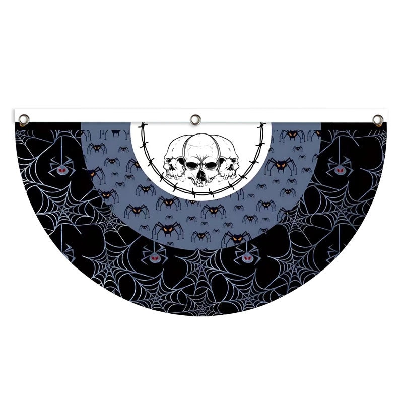 Halloween Pumpkin Skull Party Flag Polyester Funny Decorative Banner|Home & Garden > Seasonal Decorations > Halloween Decorations