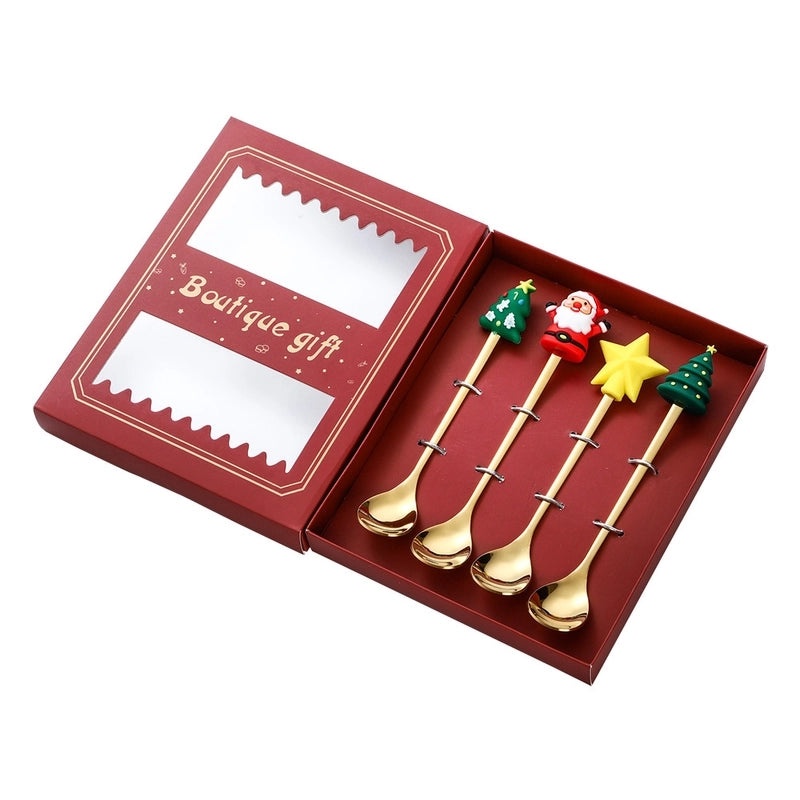 Christmas Santa Claus Stainless Steel Spoon and Fruit Fork Set | Kitchen & Dining Utensils