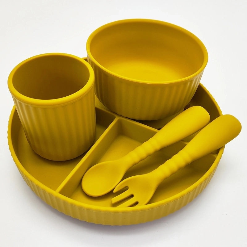 Chinoiserie Style Vacation Solid Color Silicone Tableware Set for Dining|Kitchen & Dining Tableware