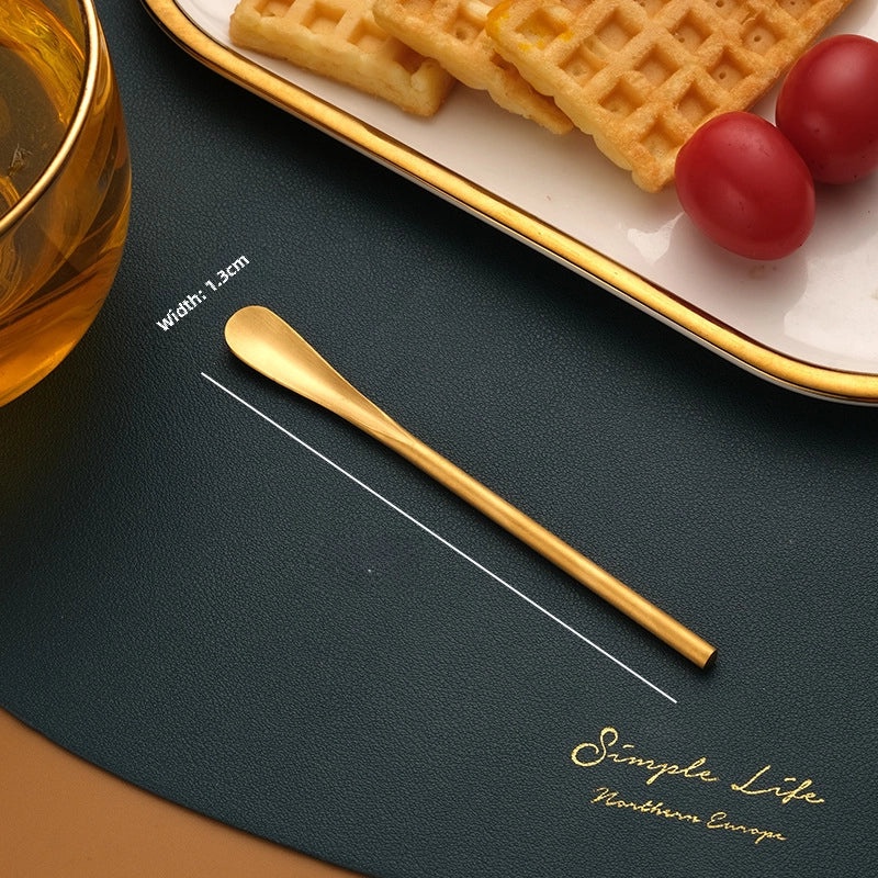 Japanese-style 304 Stainless Steel Long Handle Dessert Spoon Coffee Stirring Spoon Small Fruit Fork Ice Cream Spoon | Kitchen & Dining Utensils